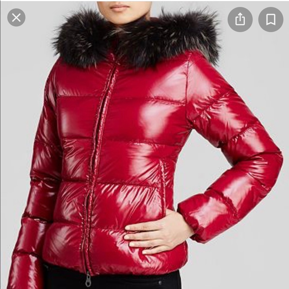 Duvetica Adhara Hooded Down Coat with Fur Trim